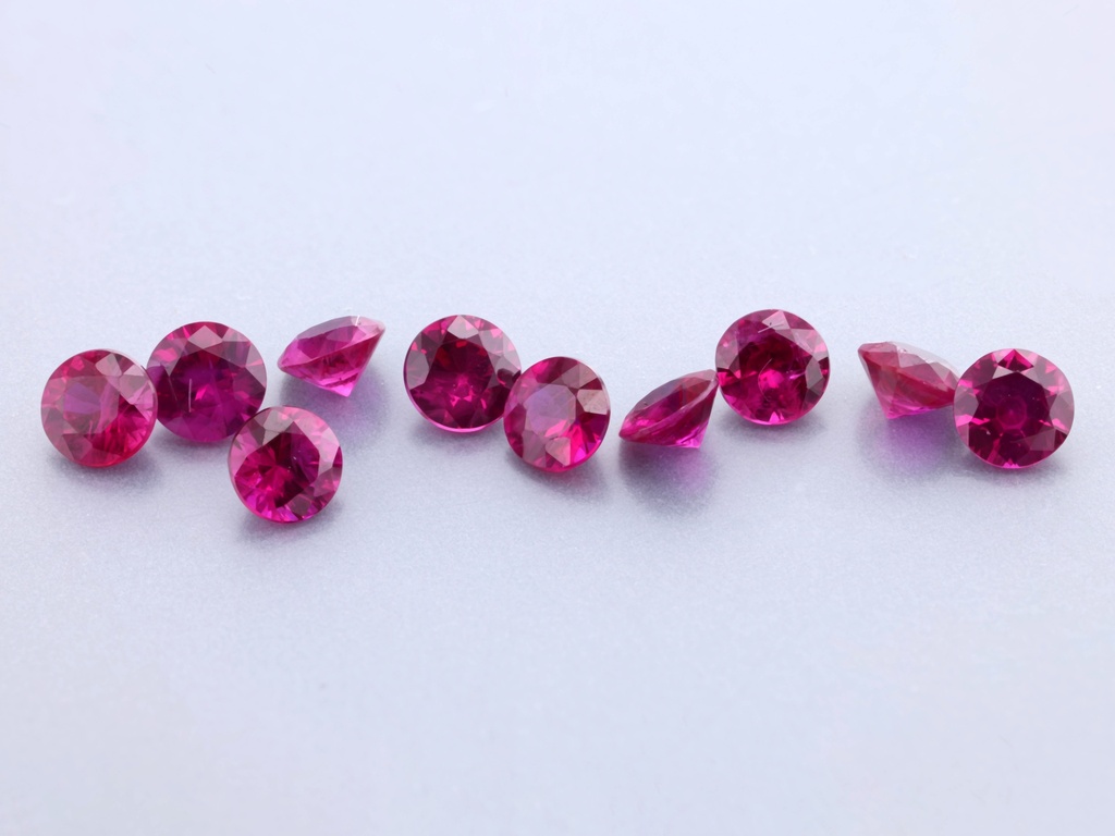 [RKRB0275B] Ruby 2.75mm Round Diamond Cut Pink Red