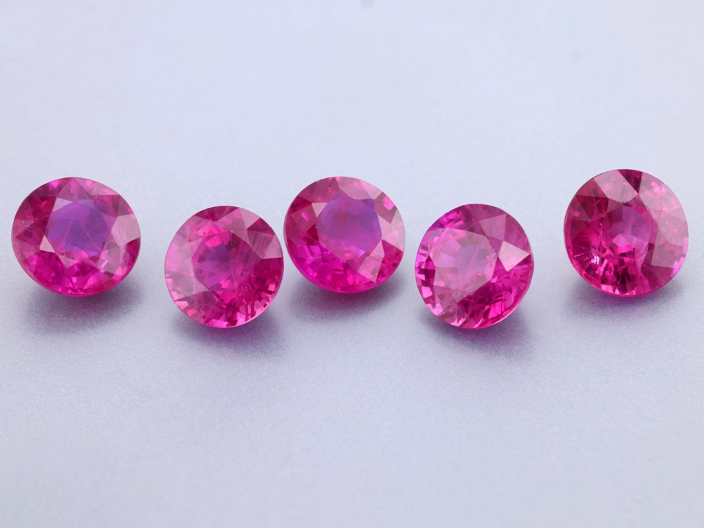 [RKRB0450B] Ruby 4.50mm Round Diamond Cut Pink Red