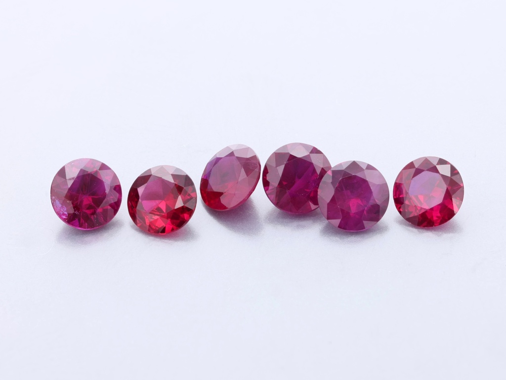 [RRRB0375D] Ruby 3.75mm Round Diamond Cut Red