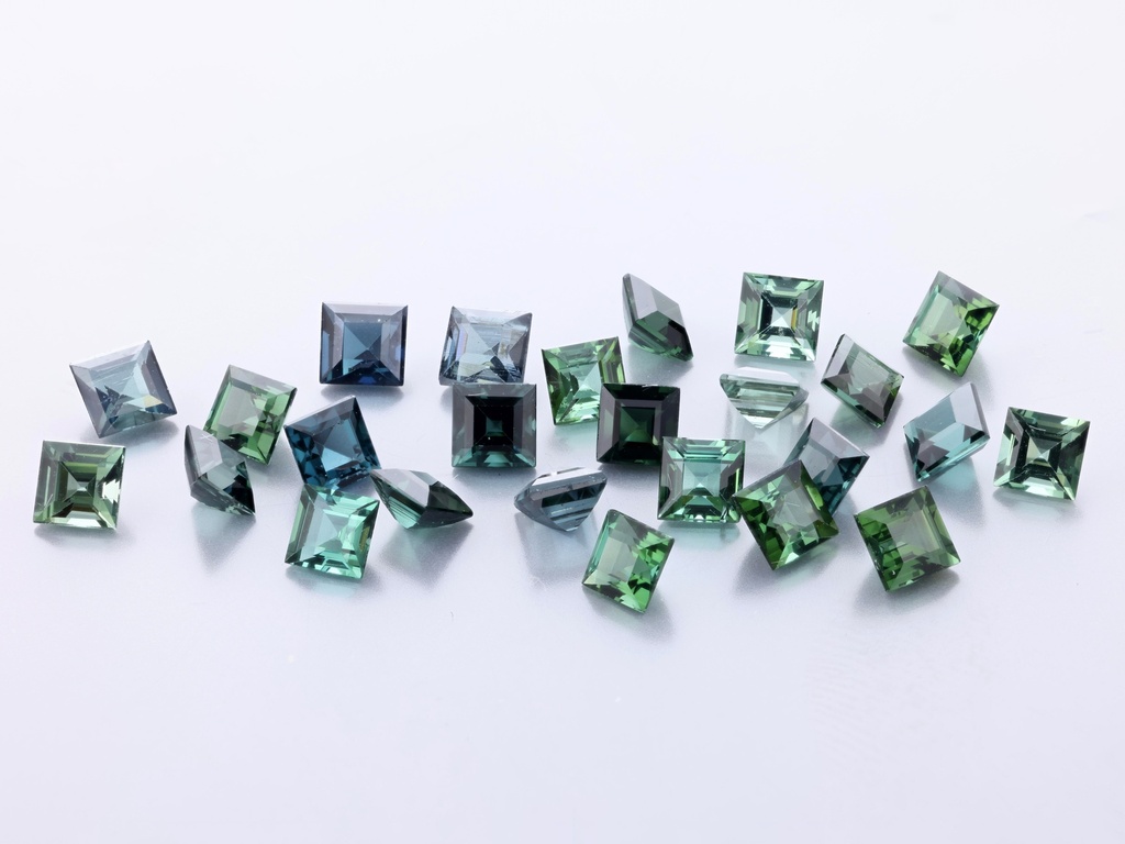 Blue Green Tourmaline 3.50mm Carre Cut