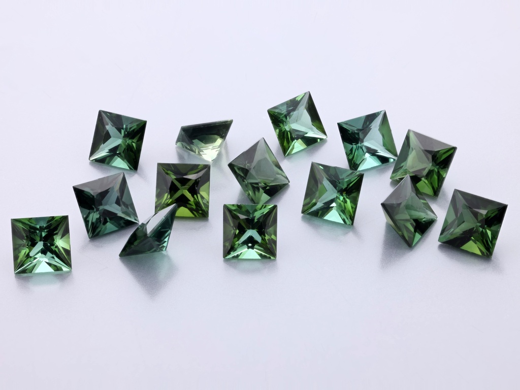 Blue Green Tourmaline 3.50mm Princess Cut