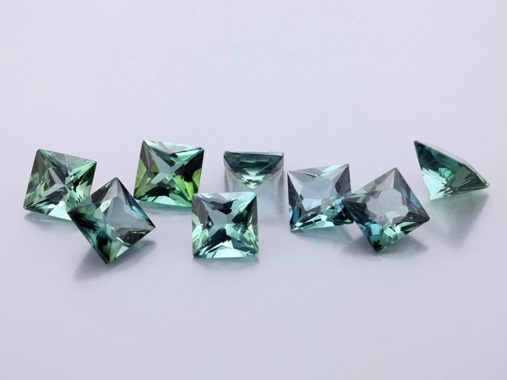 Blue Green Tourmaline 4.00mm Princess Cut