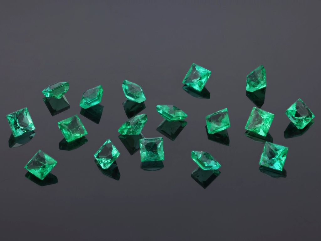 Emerald 2.25mm Princess Cut Dark Green