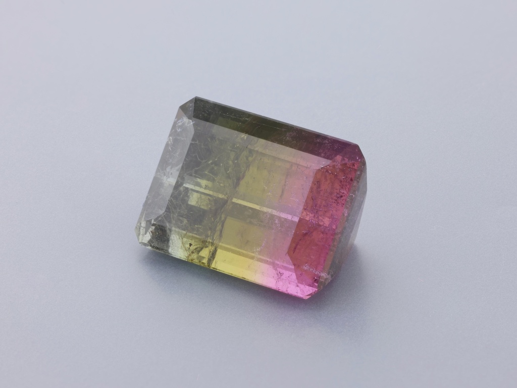 Tri Colour Tourmaline 13.65x10.4mm Emerald Cut