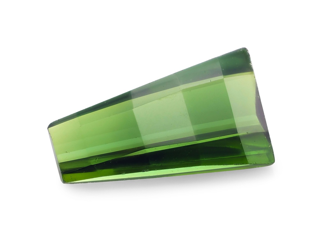 Green Tourmaline 9x5.1mm Chequerboard Tapered Baguette Bridge