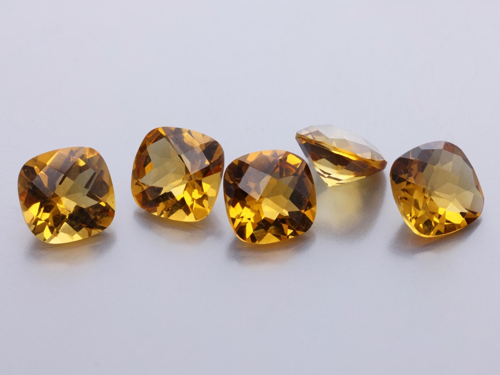 Citrine 6.00mm Square Cushion Chequerboard