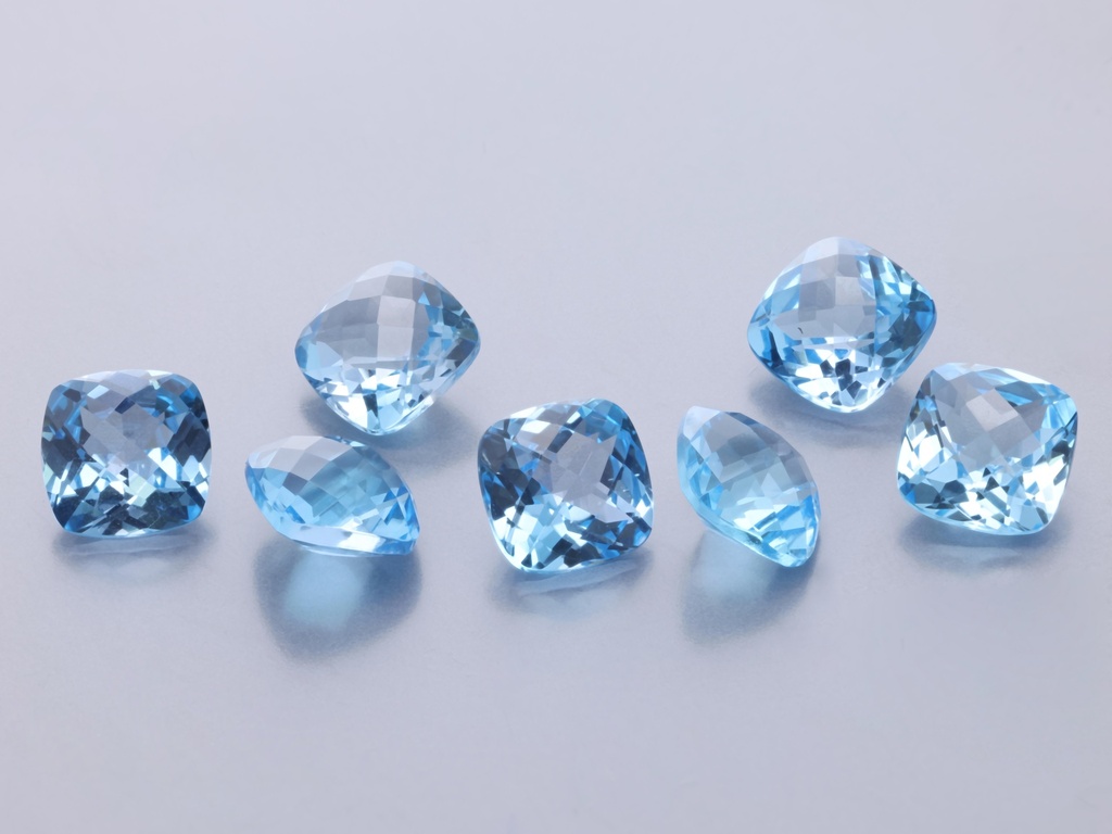 Medium Blue Topaz 5.00mm Square Cushion Chequerboard