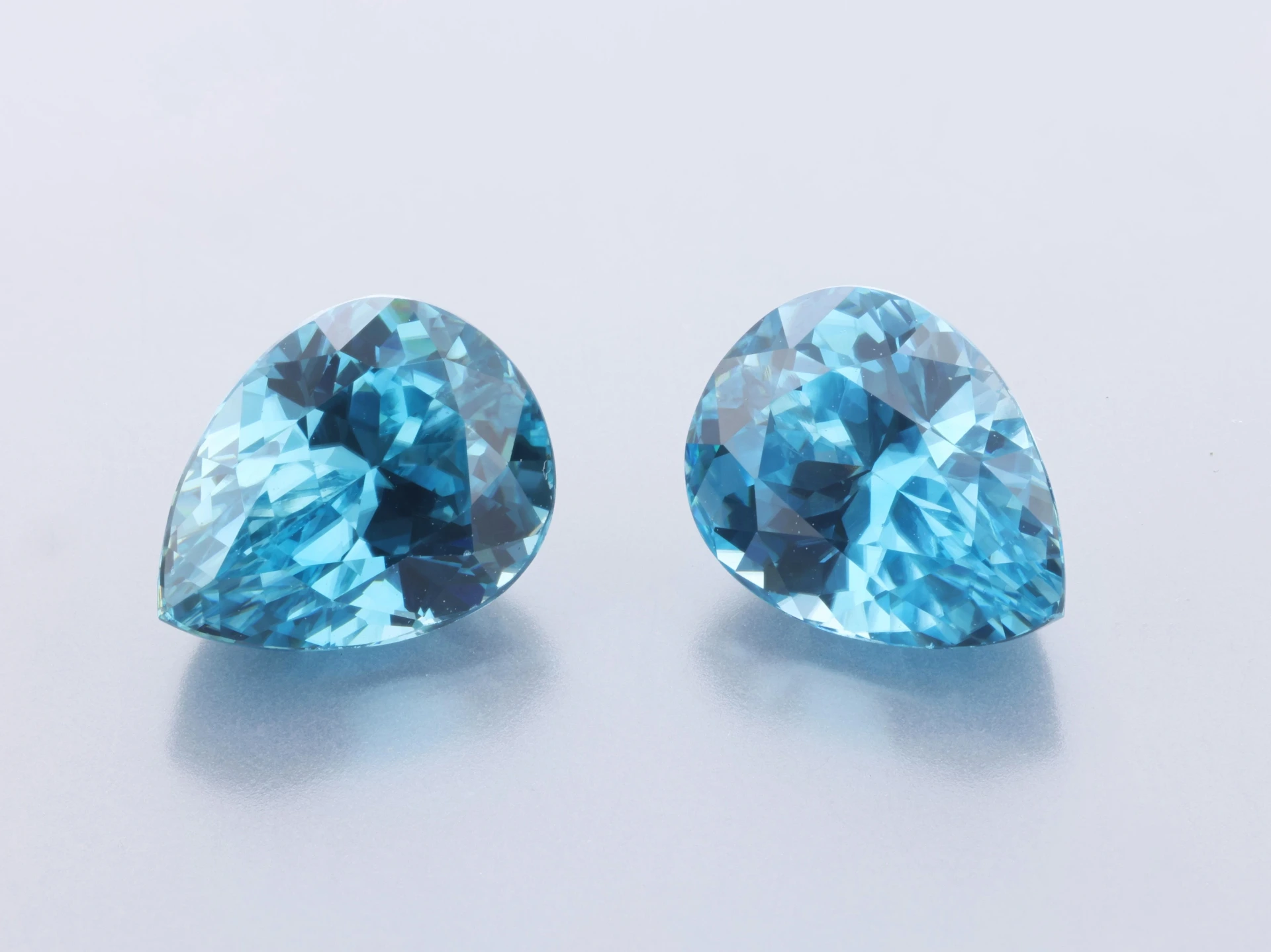 Blue Zircon 8.7x6.7mm Pear PAIR