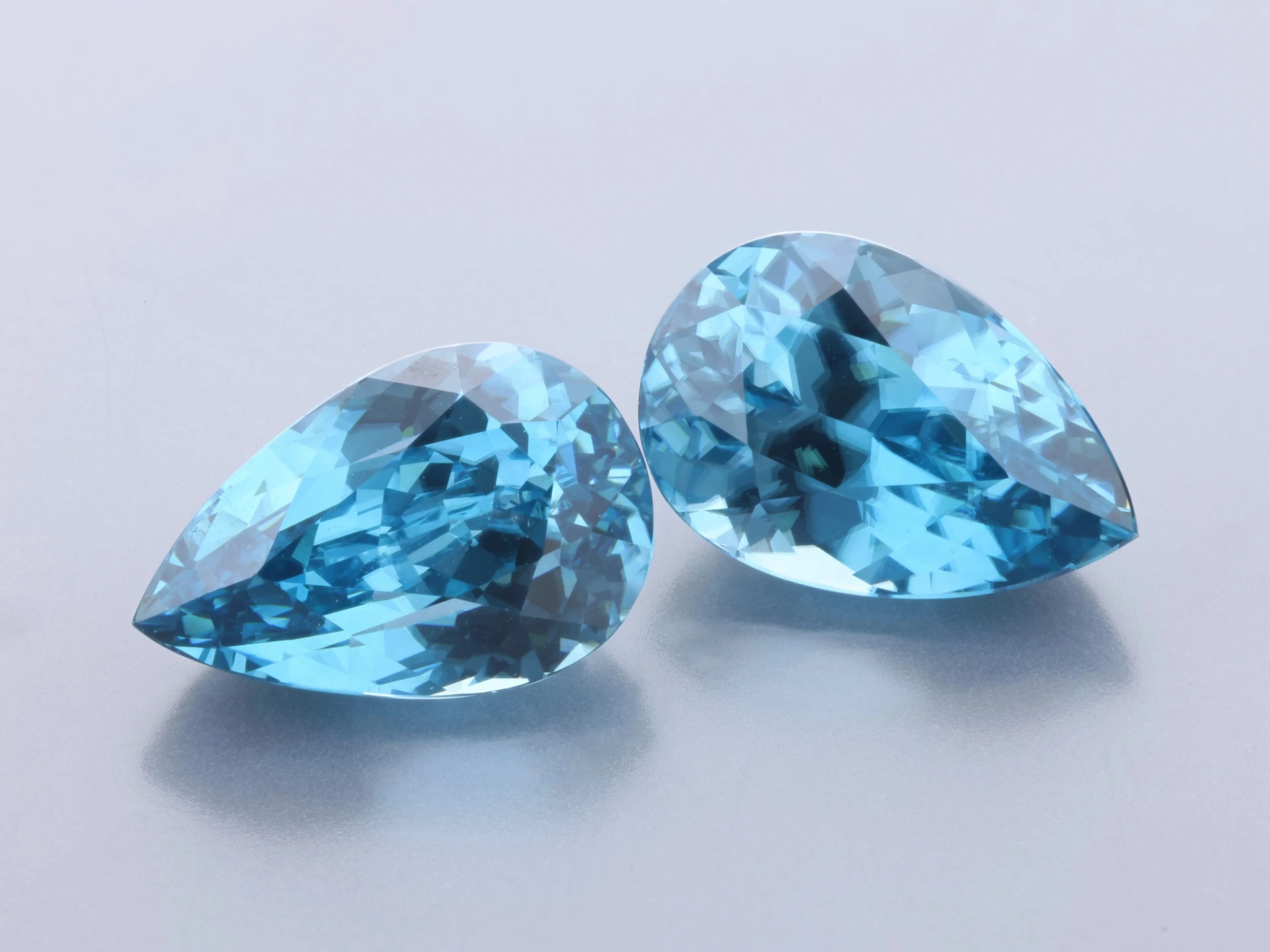 Blue Zircon 10.3x6.8mm Pear PAIR