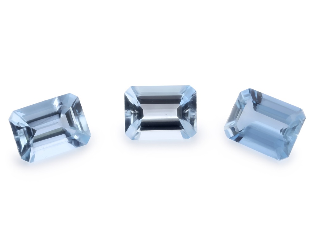 Aquamarine 8x6mm Emerald Cut Dark Blue