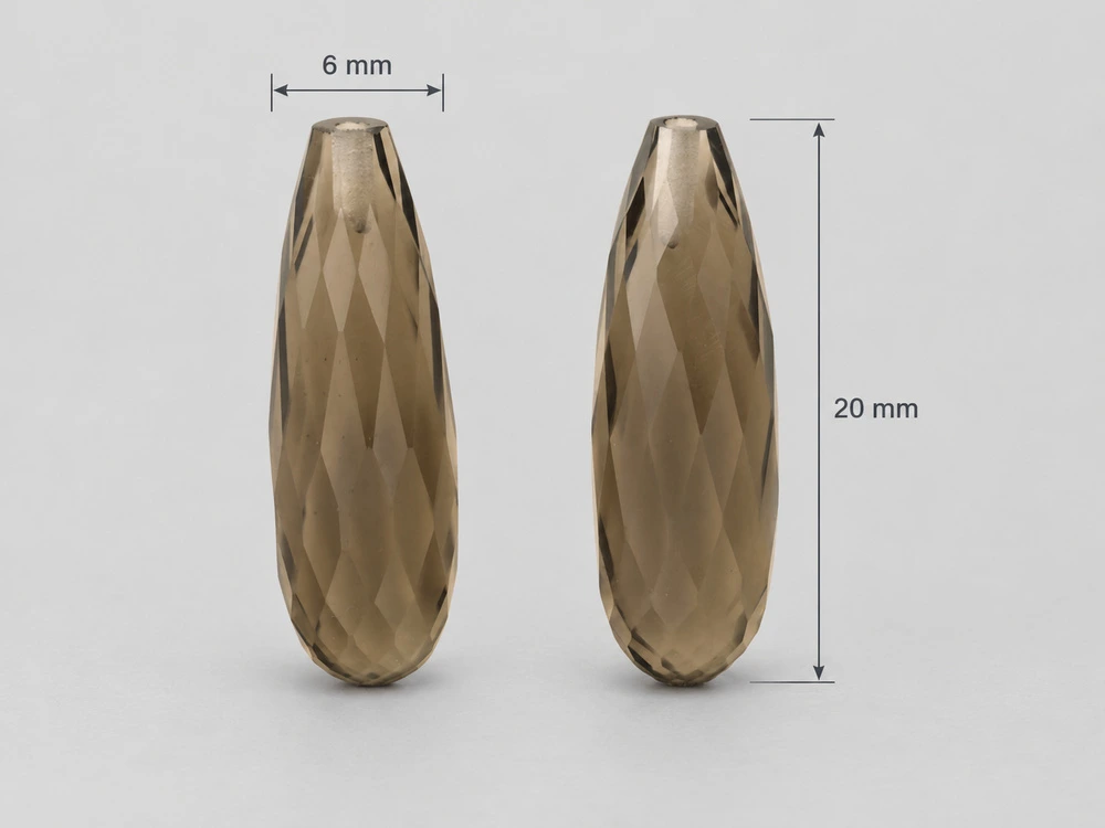 [QSDL2006P] Smoky Quartz 20x6mm Briolette Pair
