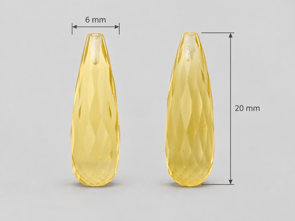 [QCDL2006P] Citrine 20x6mm Briolette Pair