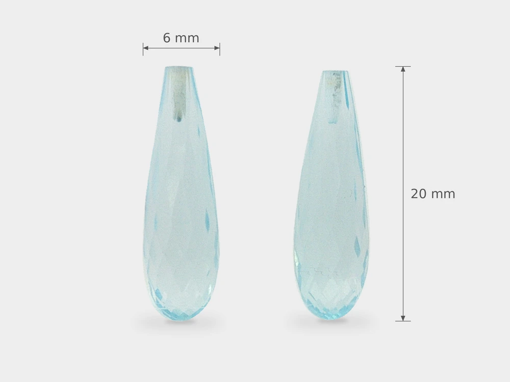 [TKDL2006P] Topaz 20x6mm Briolette Light Blue Pair