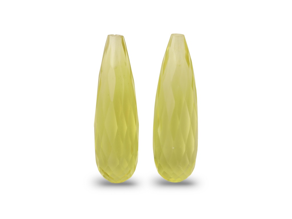 [QLDL2006P] Lemon Quartz 20x6mm Briolette Pair
