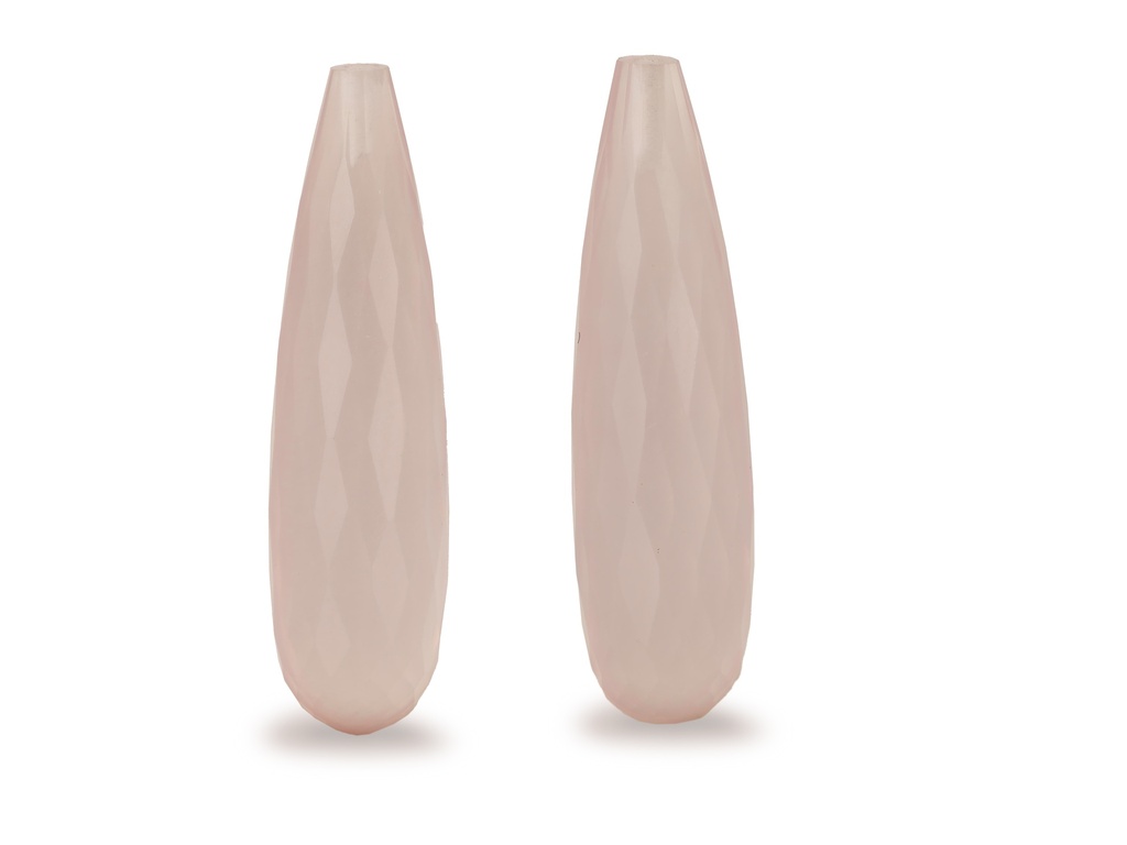 [QRDL3008P] Rose Quartz 30x8mm Briolette Pair