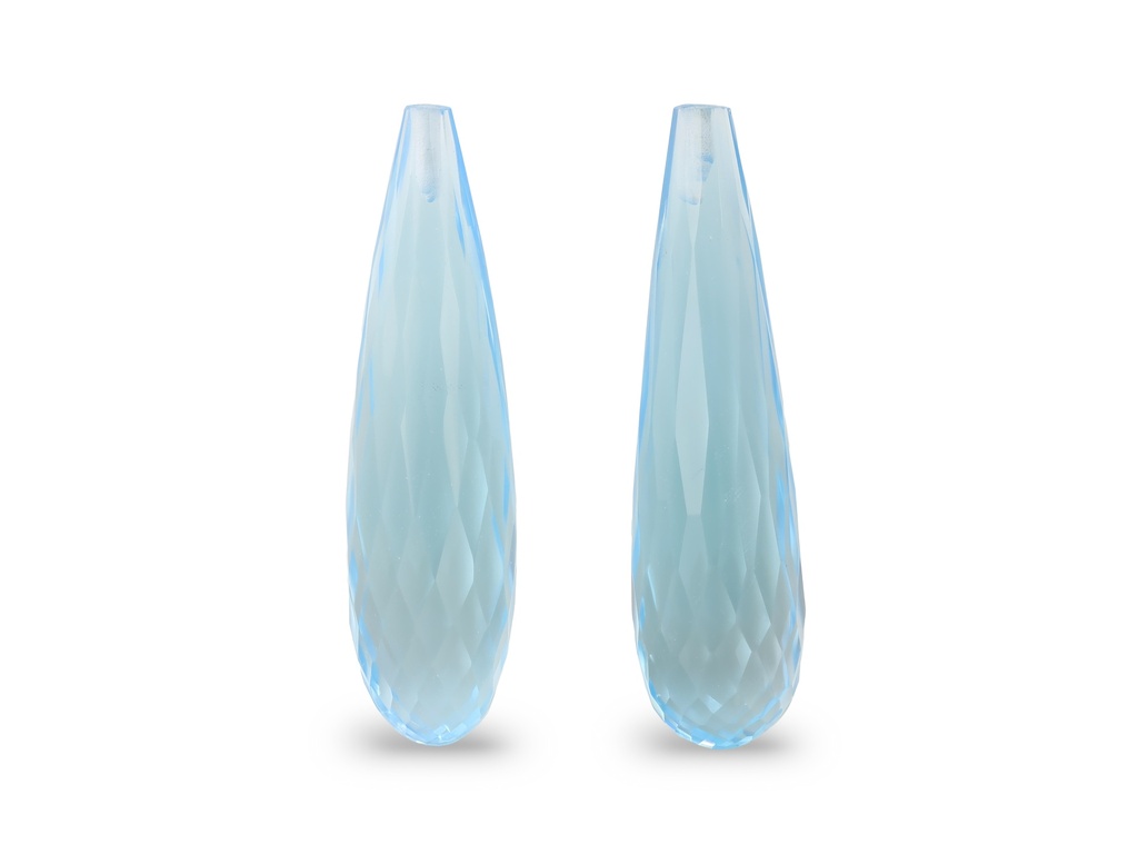 [TKDL3008P] Topaz 30x8mm Briolette Light Blue Pair