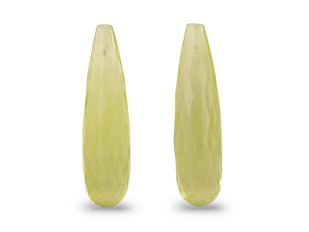 [QLDL3008P] Lemon Quartz 30x8mm Briolette Pair