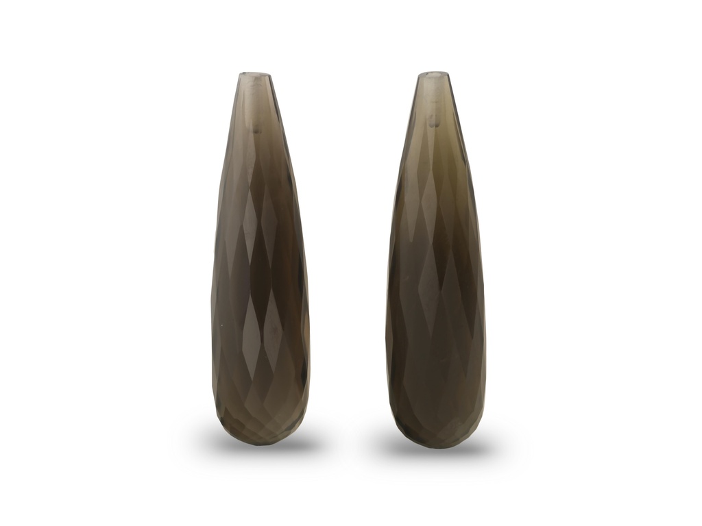 [QSDL3008P] Smoky Quartz 30x8mm Briolette Pair