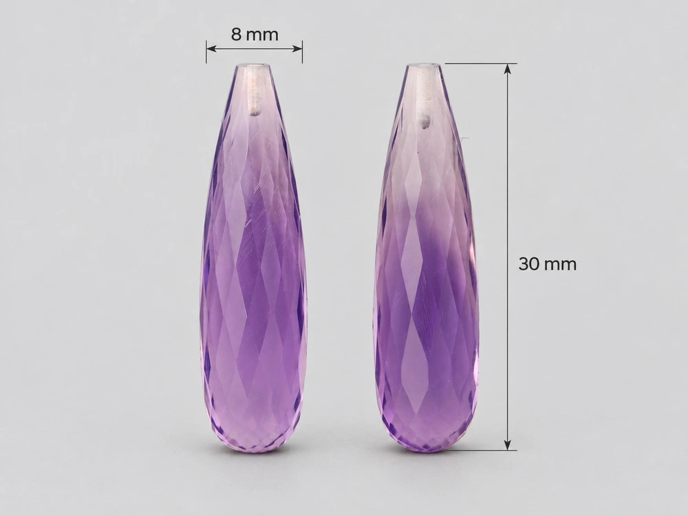 [QADL3008F] Amethyst 30x8mm Briolette Light Pair