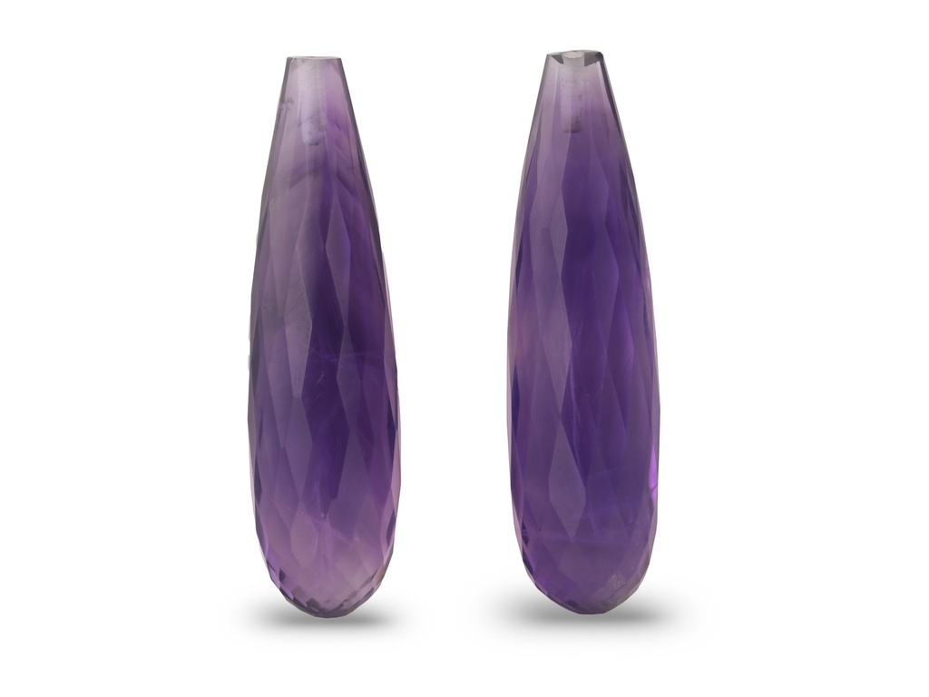 [QADL3008D] Amethyst 30x8mm Briolette Dark Pair