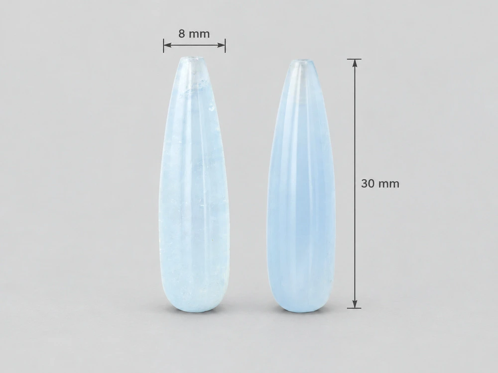 [CYDC3008P] Blue Chalcedony 30x8mm Drop Pair