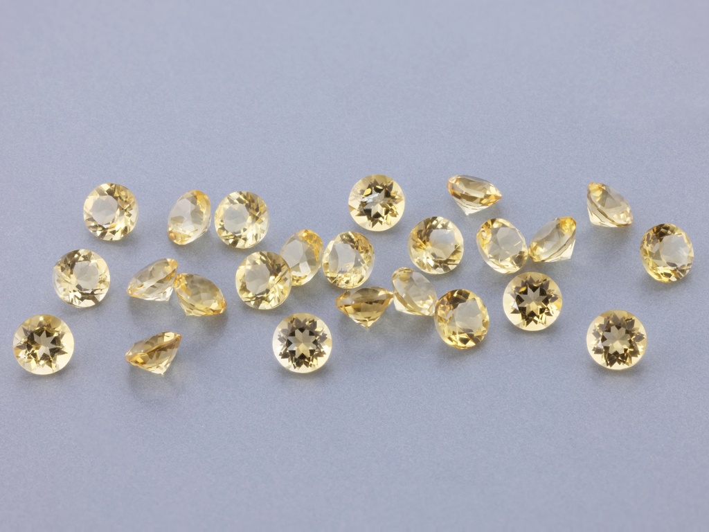 Citrine 3.50mm Round Diamond Cut