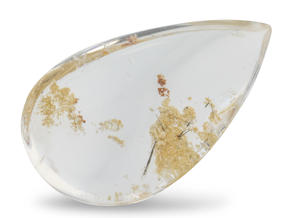 Quartz with Inclusions 34x20mm Pear Shape Cabochon