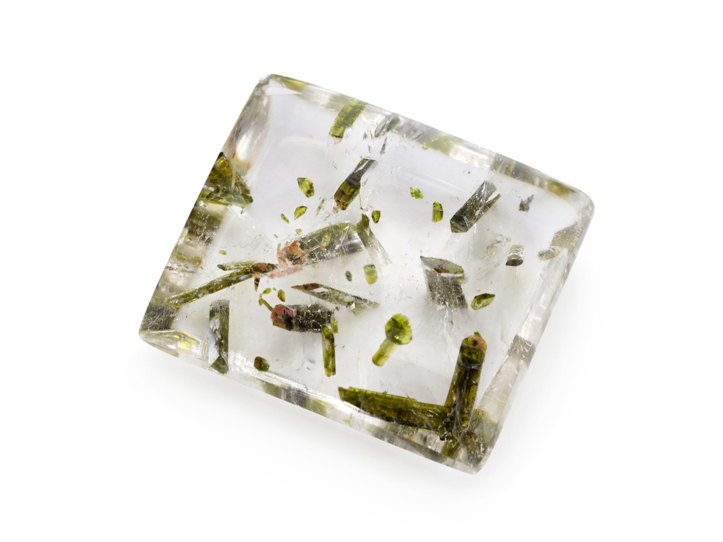 [QZBT2015X2] Quartz with Epidote 20.3x17.4mm Baguette