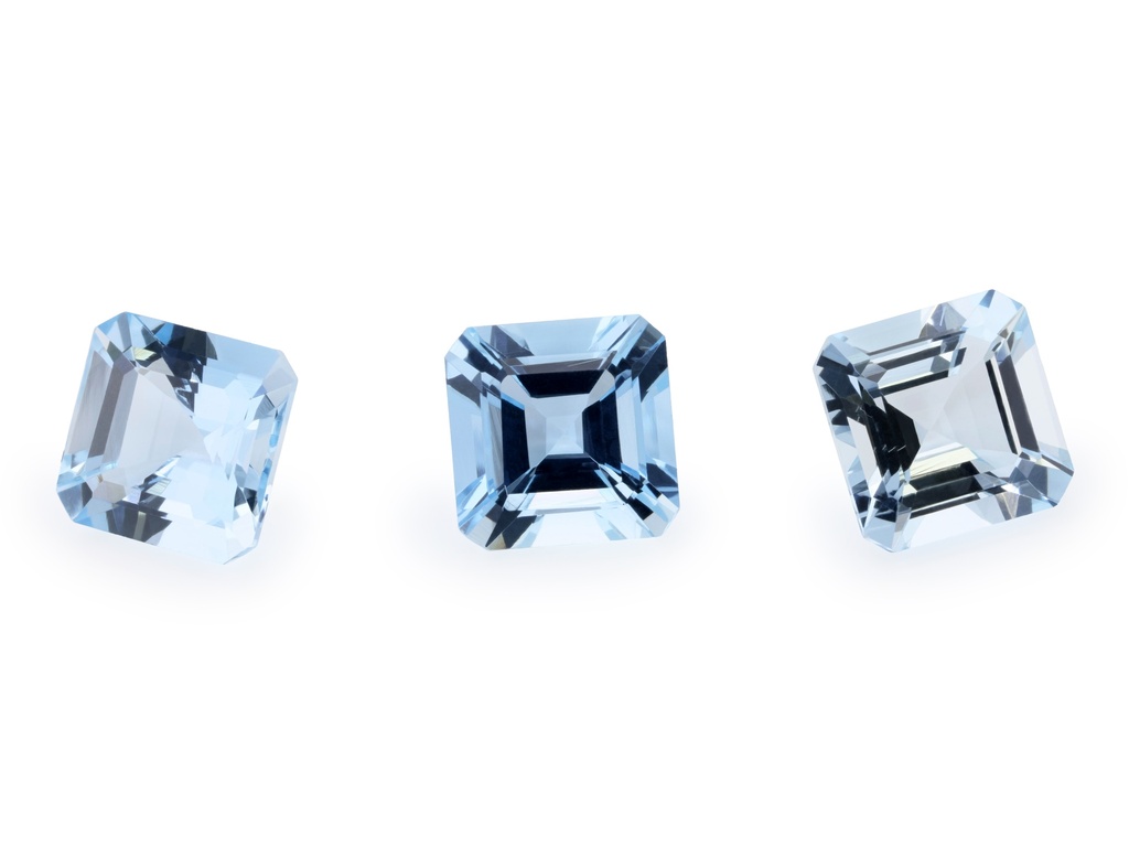 Aquamarine 6.00mm Square Emerald Cut Dark Blue
