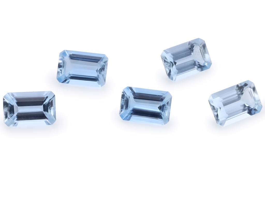 Aquamarine 6x4mm Emerald Cut Dark Blue