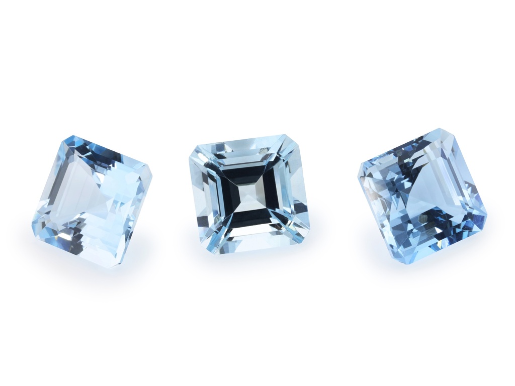 Aquamarine 8.00mm Square Emerald Cut Dark Blue