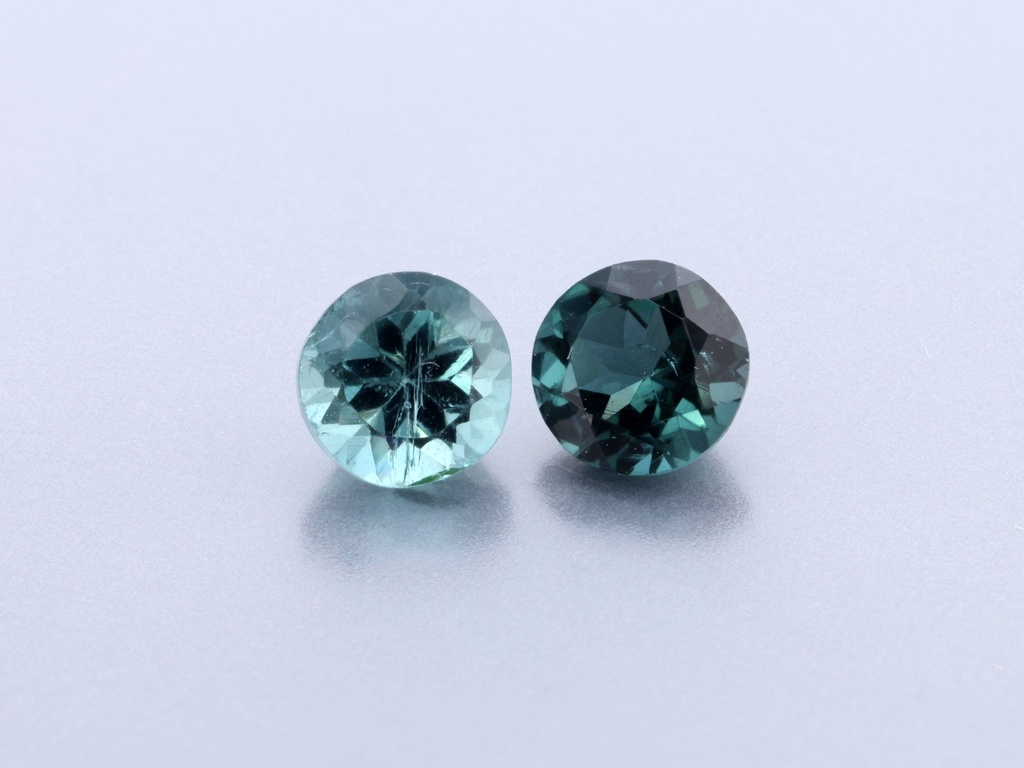 Blue Green Tourmaline 3.75mm Round Mid to Dark
