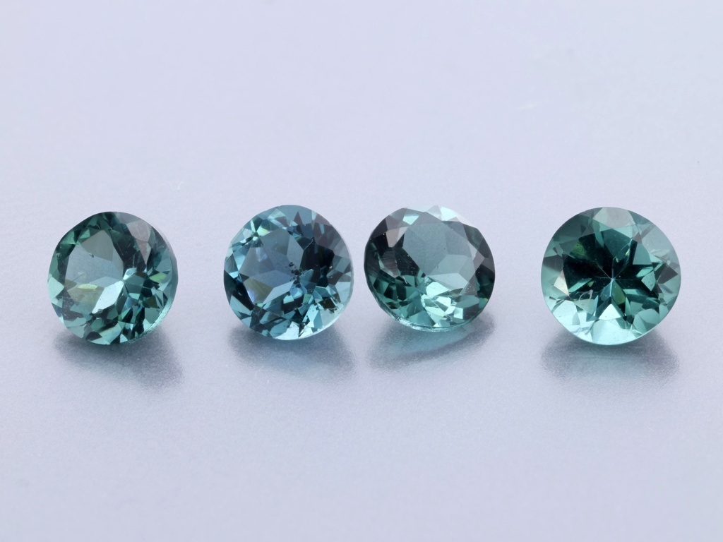 Blue Green Tourmaline 4.25mm Round Mid to Dark