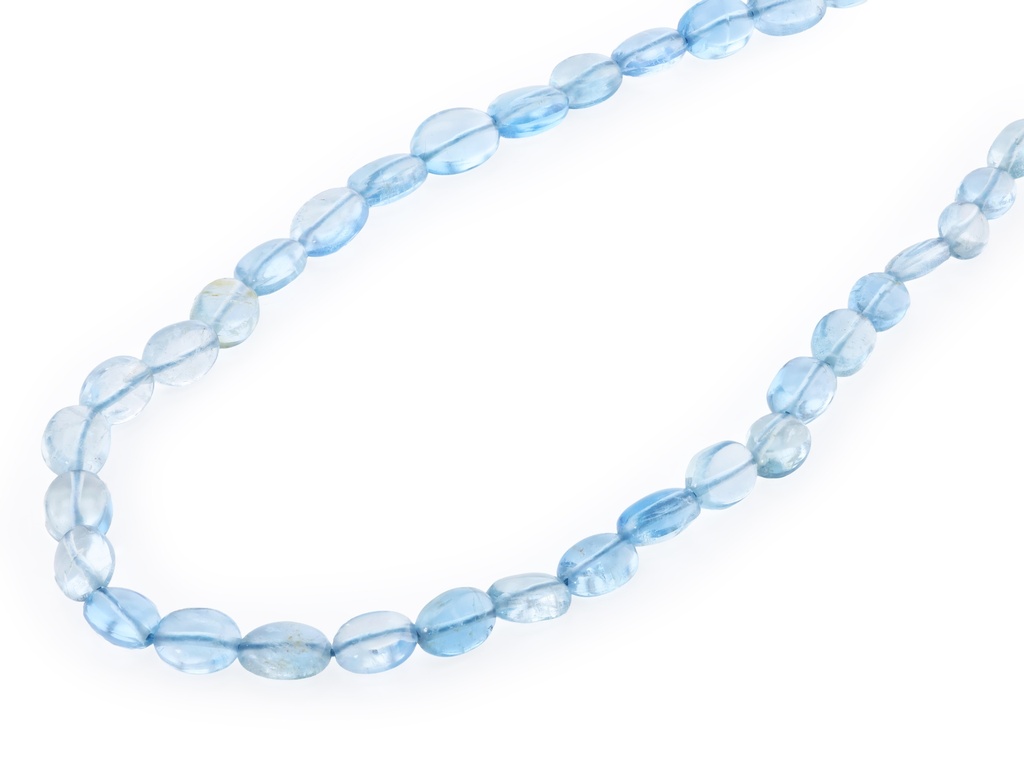 [BEADX3195] Aquamarine 5x3 - 6x5mm Flat Oval Polished Graduated