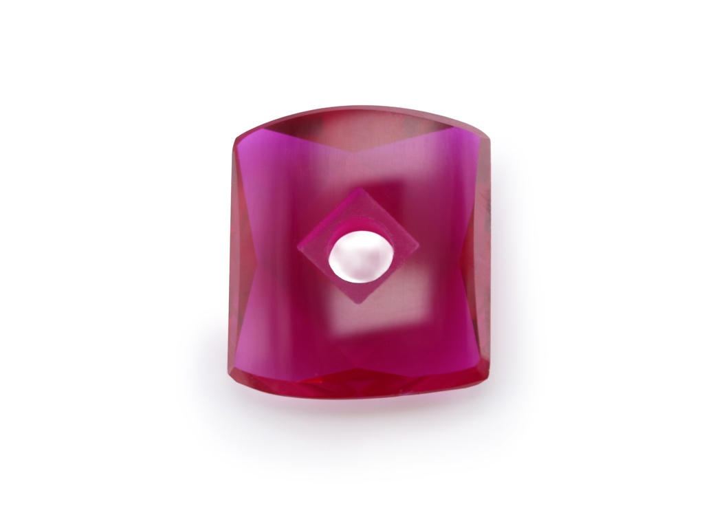 [YRWW1512P2] Synthetic/Lab Grown Ruby 14.5x12mm Barrel Countersunk Center Drilled Faceted Back Pink Red