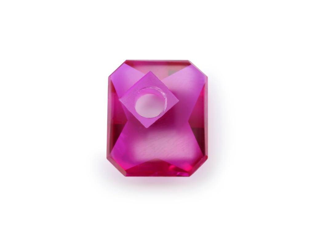 [YROW1210B2] Synthetic/Lab Grown Ruby 12x10mm Emerald Cut Countersunk Corner Drilled Faceted Back Bright Red