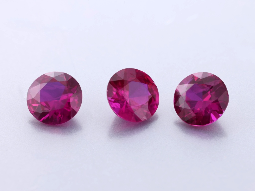 [RKRB0350B] Ruby 3.50mm Round Diamond Cut Pink Red