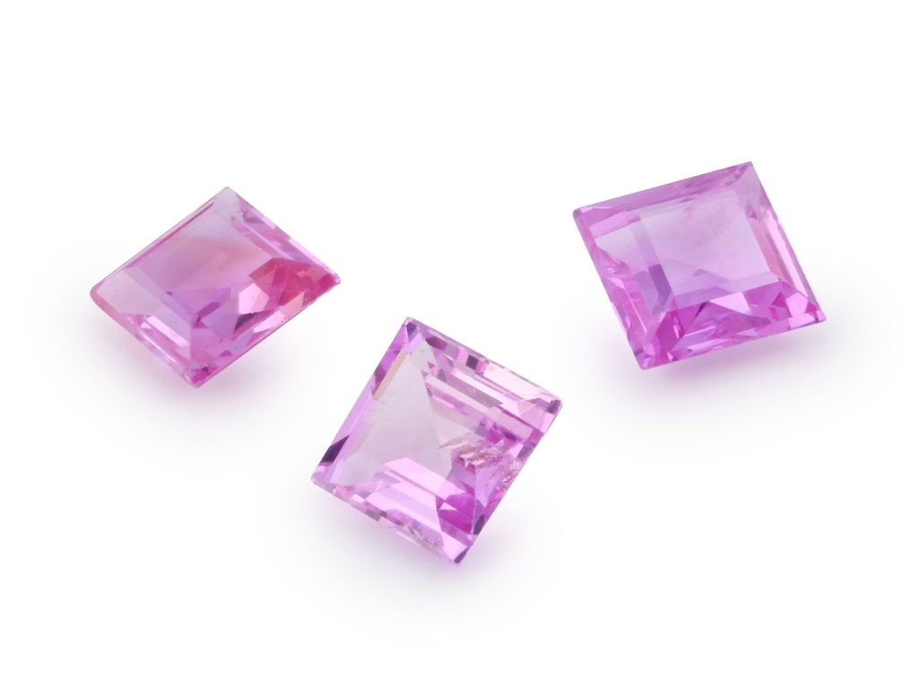 Pink Sapphire 2.75mm Carre Cut Light to Mid
