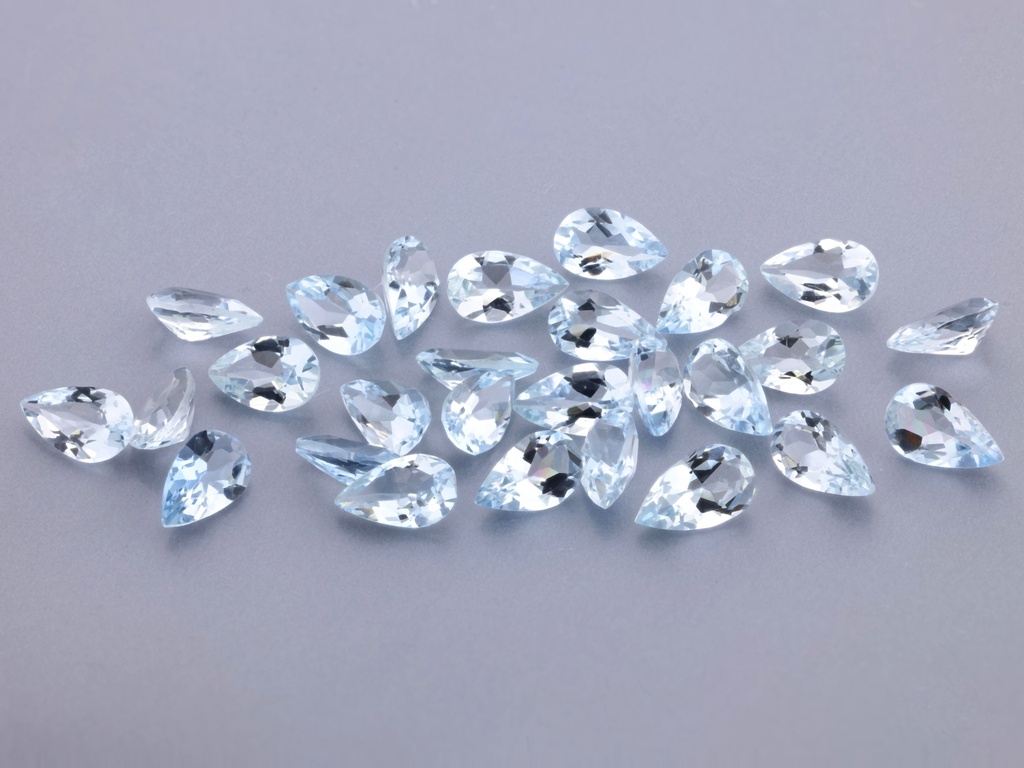 Aquamarine 5x3mm Pear Shape Mid Blue