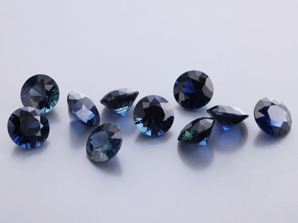 Sapphire 5.00mm Round Diamond Cut Blue
