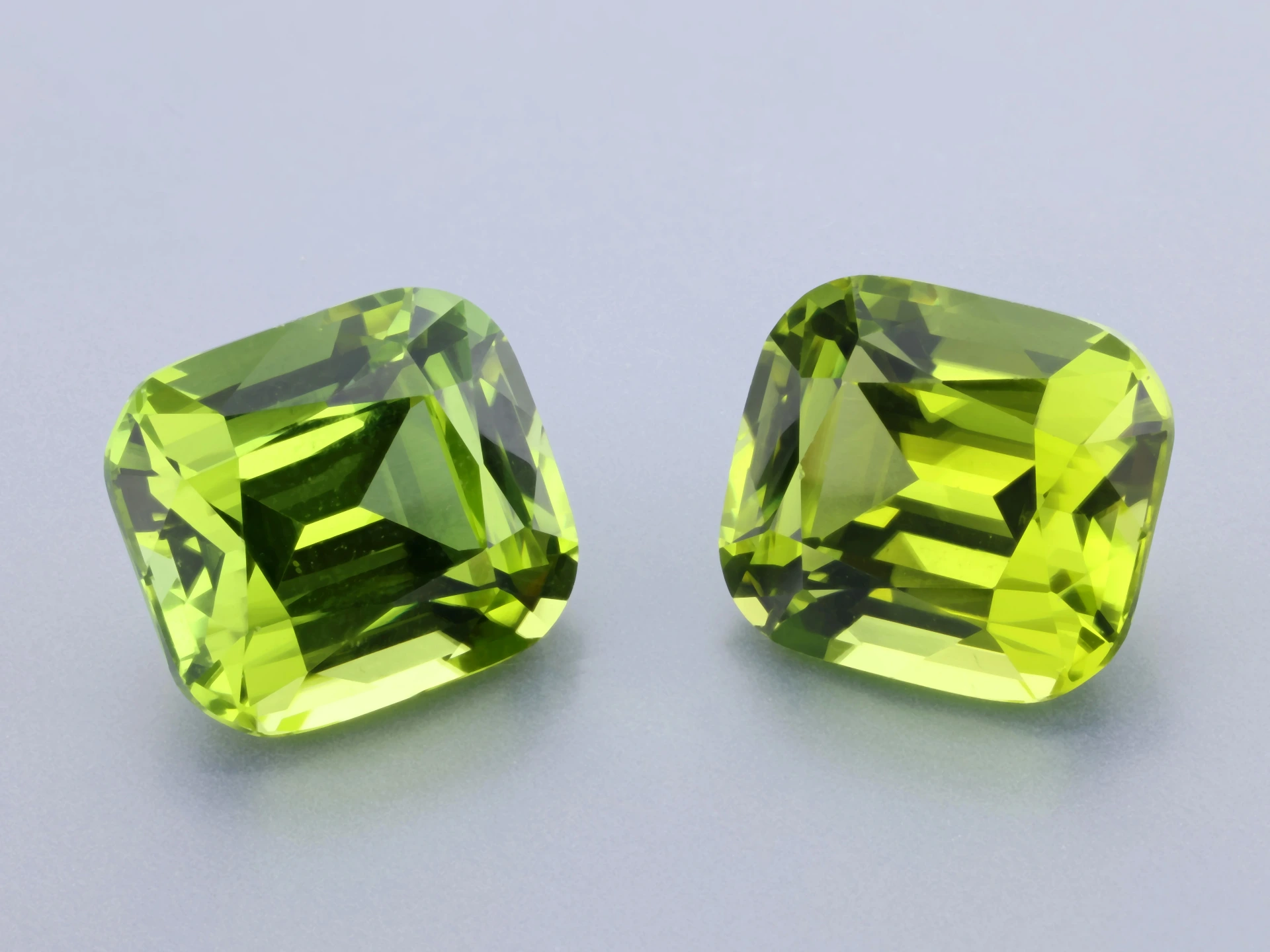 Peridot 10x8mm Cushion Pair
