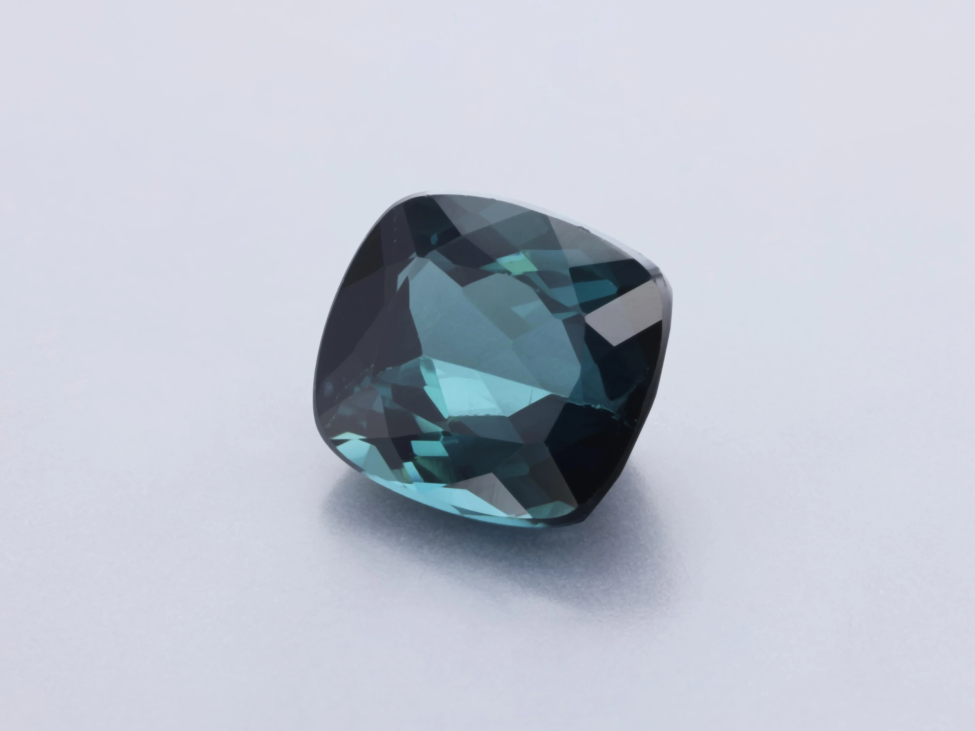 Blue Green Tourmaline 7.45 x 6.70 x 4.10mm Cushion Dark