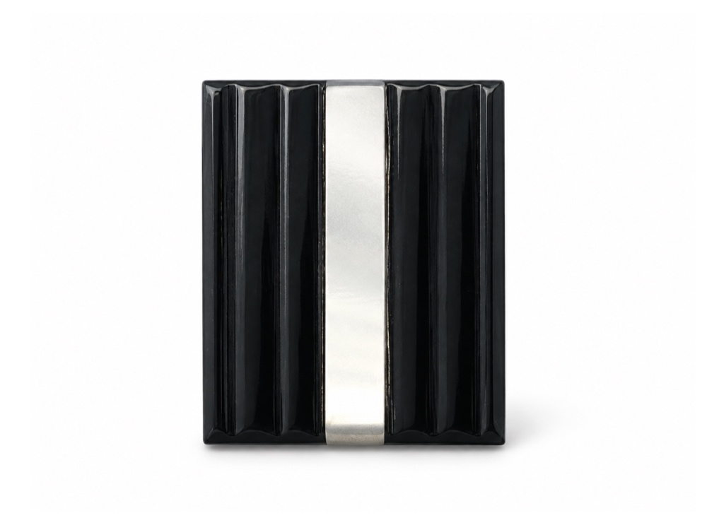 [AXBT1412P5] Onyx 14x12mm Baguette Buff Top MOP Striped Inlay