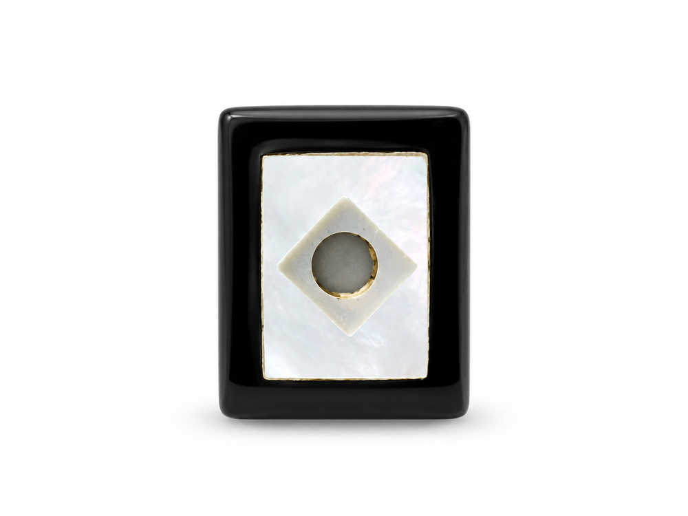 [AXBT1008P7] Onyx 10x8mm Baguette MOP Centre Buff Top Countersunk