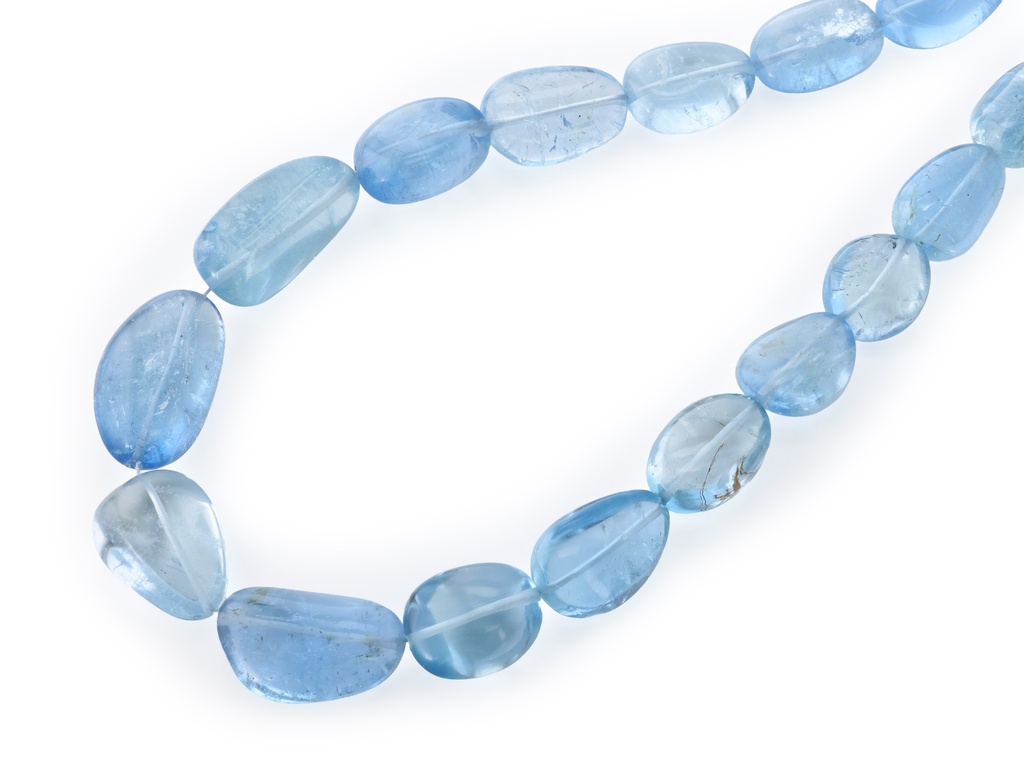 Aquamarine 11x8-20x12mm Pebble Strand