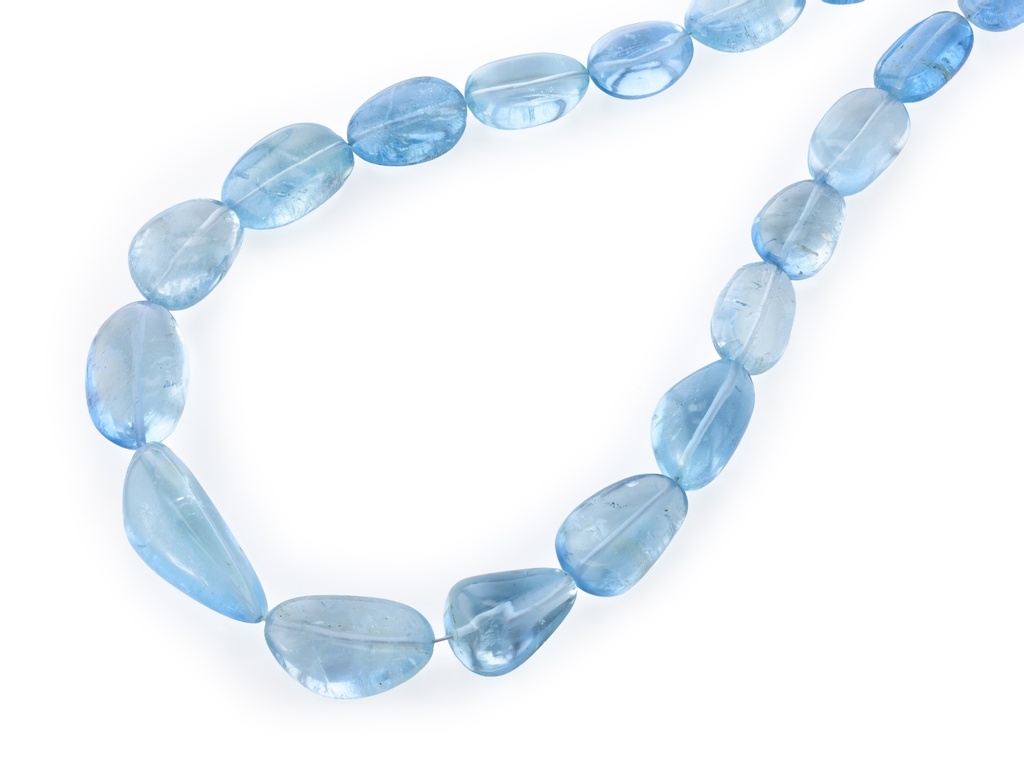 Aquamarine 12x7mm-25x12mm Pebble Strand