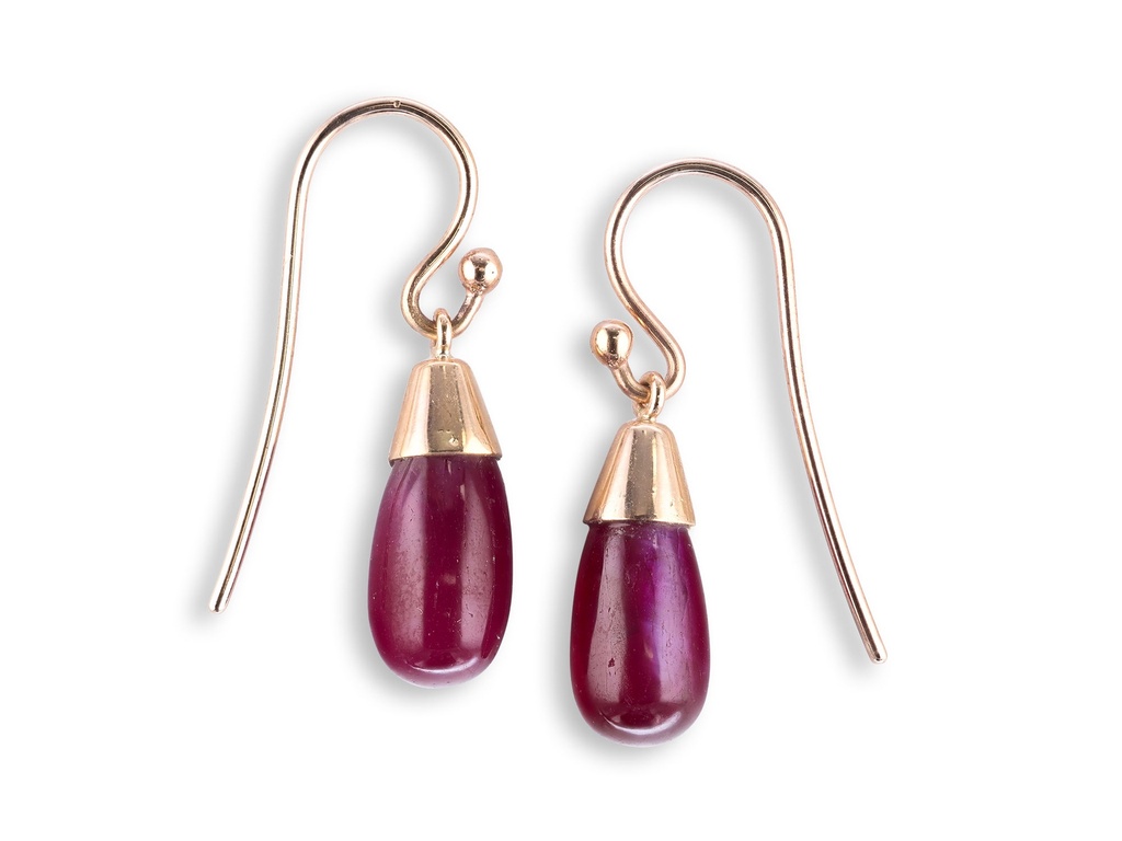 [FIN3053] Ruby Drop Earrings in 9ct Rose Gold