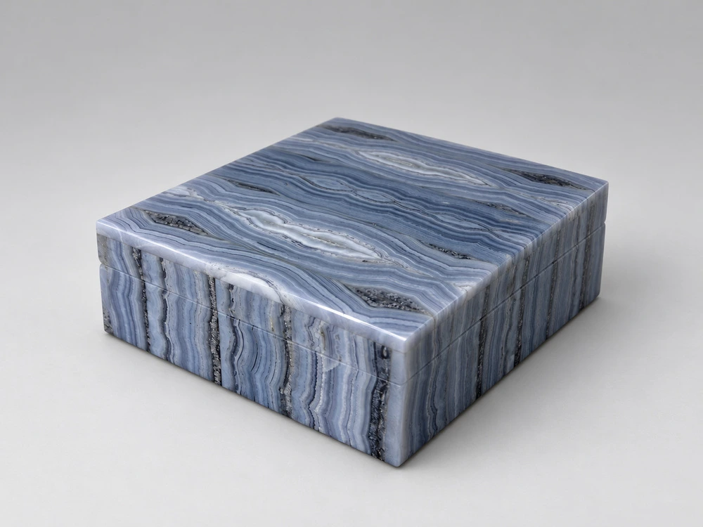 [ORNX3419] Ornamental Blue Lace Agate 150x100mm Gem box
