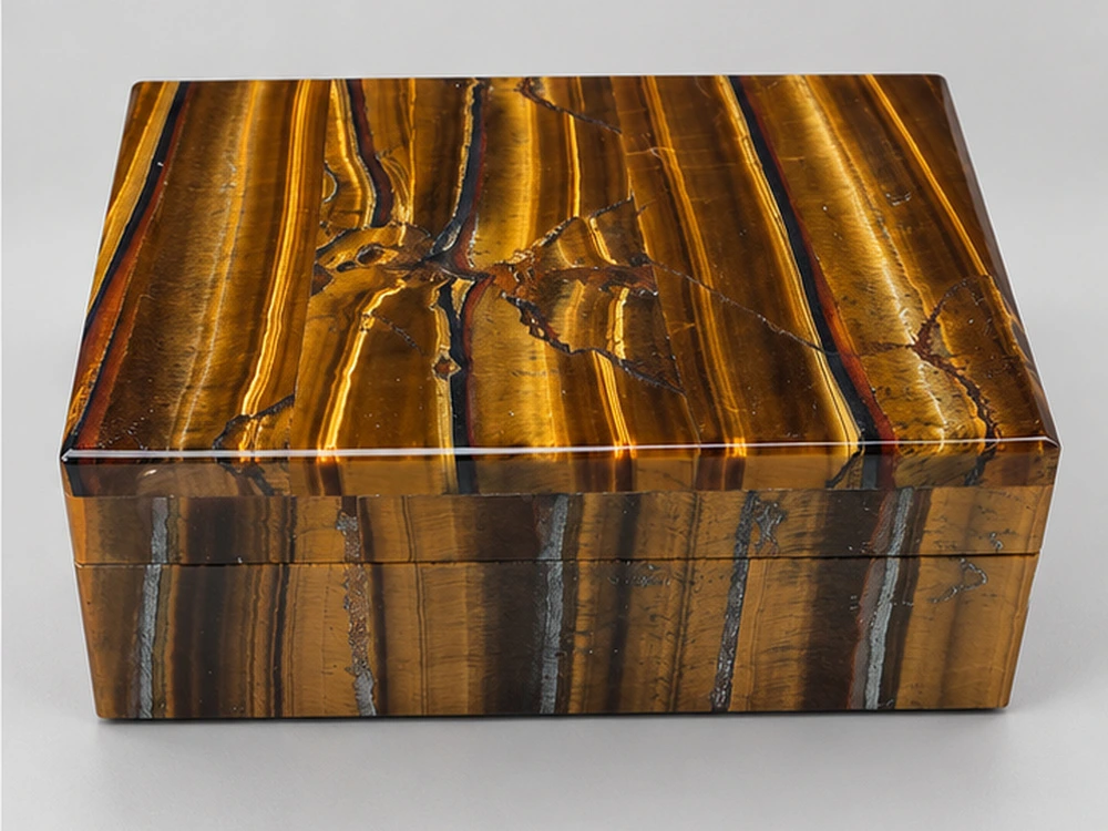 [ORNX3471] Ornamental Tiger Eye 100x80mm Gem box