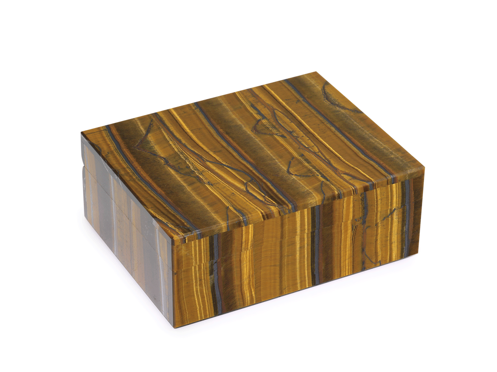 [ORNX3475] Ornamental Tiger Eye 100x80mm Gem box